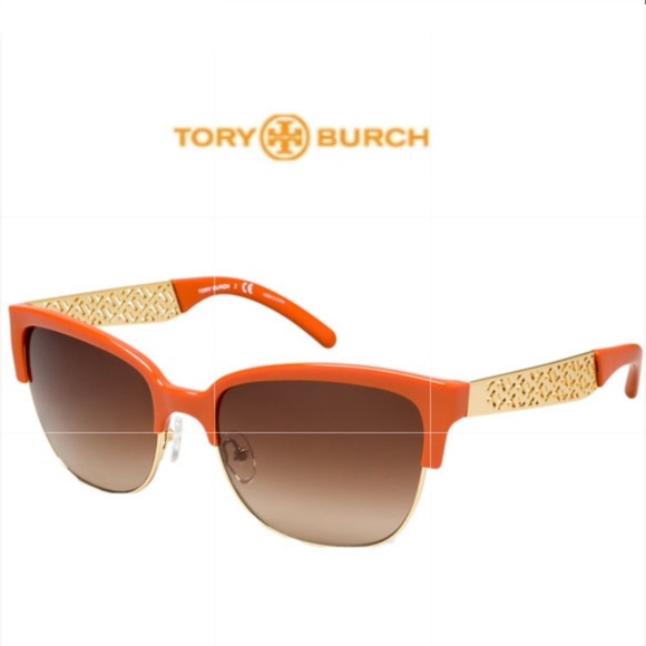 Tory Burch Burnt Orange and Gold Cats-eye Sunglasses - Picture 4 of 4